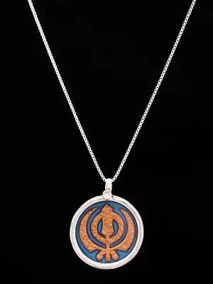 Hand-Painted Sikh Khanda Round Shape Pendant