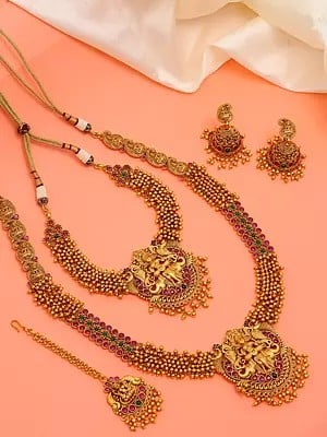 Traditional South Indian Temple Goddess Laxmi Jewelry Set