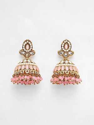 Dome Shaped Stone Studded & Beaded Jhumka