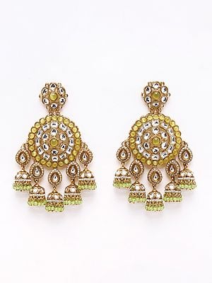 Kundan Studded Chandbali with Drop Beads