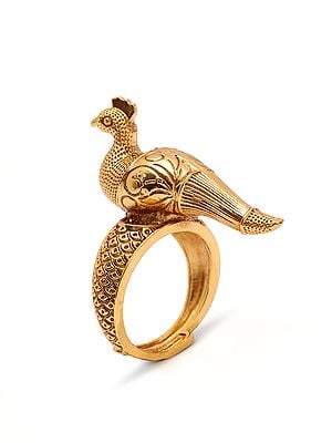 Brass Peacock Figurine Ring