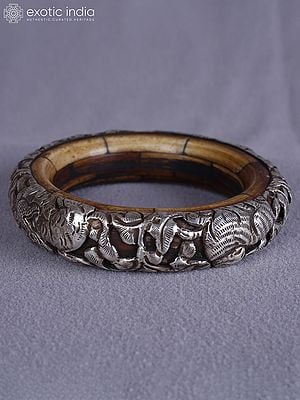 4" Engraved Silver Attractive Bangles From Nepal