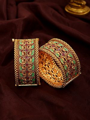 Peacock Design Openable Pair of Bangle