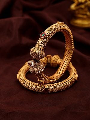 Traditional Openable Kada Bangles with Studded Stone