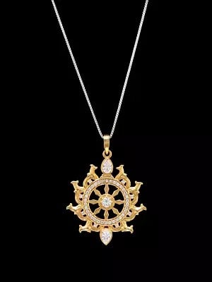 Sterling Silver Sudarshan Chakra Pendant with Cubic Zirconia