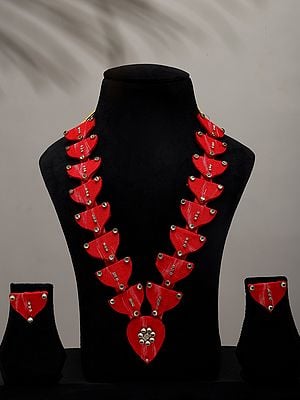 Handloom Sambalpuri Fabric Long Necklace and Earrings Set