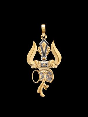 Sterling Silver Trishul Damru Pendant