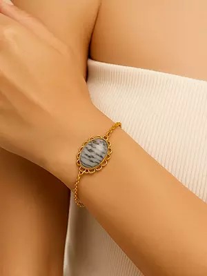 Oval Shape Dendritic Opal Bracelet