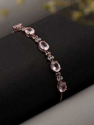 Rose Gold-Plated Faceted Rose Quartz Wraparound Bracelet