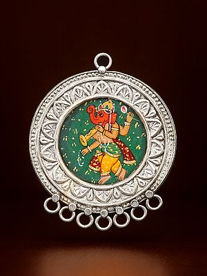 Hand-Painted Chaturbhuja Lord Ganesha Pendant