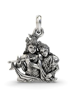 Fluting Radha Krishna Bust Pendant