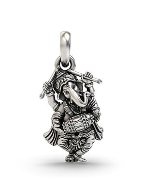 Dancing Ganesha Sterling Silver Pendant