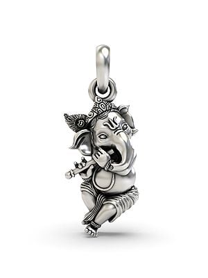 Fluting Ganesha Sterling Silver Pendant