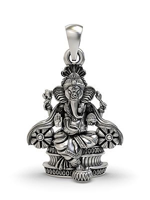 Sterling Silver Chaturbhuja Lord Ganesha Pendant
