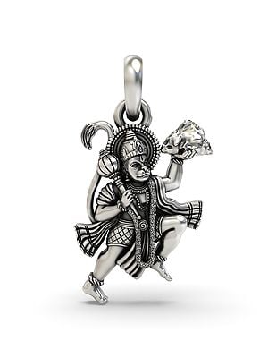 Lord Hanuman Lifting Sanjivani Mountain Pendant