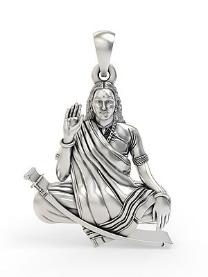 Seated Mogal Maa Sterling Silver Pendant (Rare Goddess of India)
