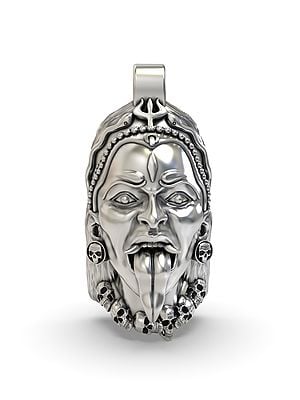 Goddess Kali Face Sterling Silver Pendant