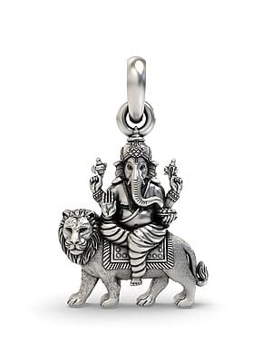 Lord Ganesha Seated on Lion Pendant