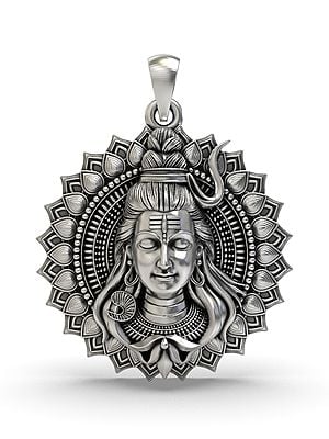 Lord Shiva with Mandala Sterling Silver Pendant