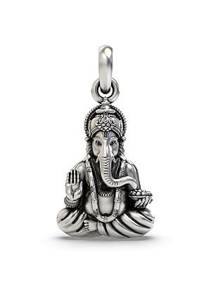 Blessing Ganesha Sterling Silver Pendant