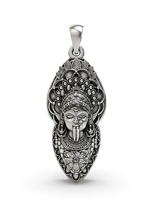Goddess Kali Face Sterling Silver Pendant