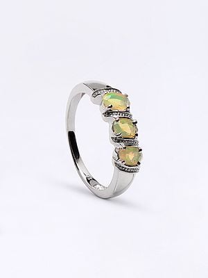 Faceted Ethiopian Opal Trilogy Ring