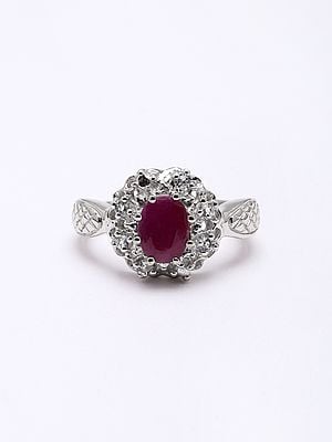 Floral Faceted Ruby Gemstone Ring