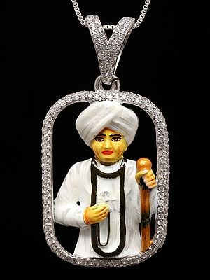 Enamel Jalaram Bapa Sterling Silver Pendant