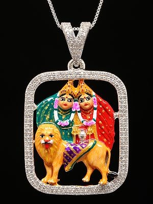 Enamelled Stone Studded Chamunda Maa Pendant