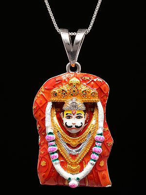 Bhurakhiya Hanuman Dada Enamel Sterling Silver Pendant