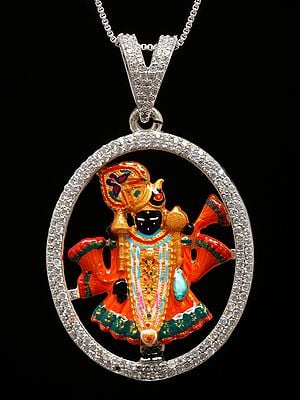 Enamelled Dwarkadhish Form of Lord Krishna Pendant