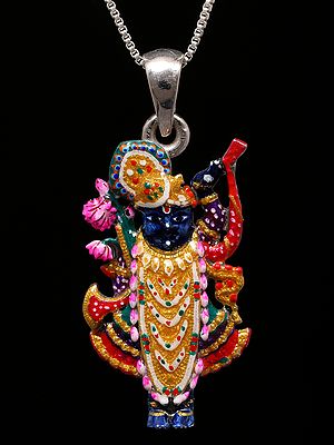 Dwarkadhish Form of Lord Krishna Enamelled Pendant