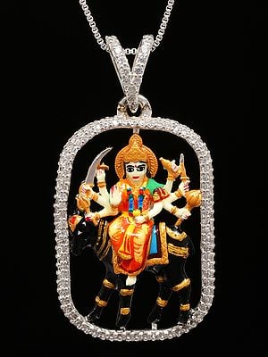 Enamelled Sterling Silver Folk Goddess Meldi Pendant (Rare Goddess of India)