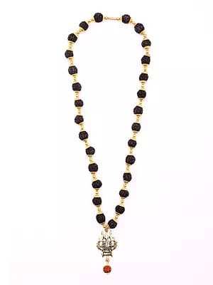 Trident Damru Genuine Mahakal Rudraksha Mala | Spiritual Jewelry