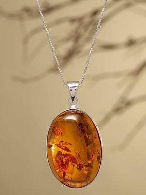 Oval Shaped Cabochon Baltic Amber Pendant
