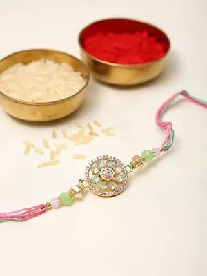 Stone Studded Floral Rakhi for a Forever Connection