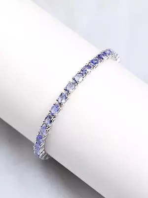 Oval Shape Faceted Tanzanite Gemstone Tennis Bracelet