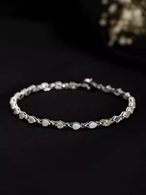 Teardrop Shape Faceted Ethiopian Opal Bracelet