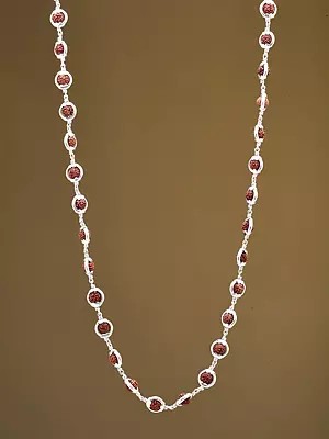 Natural Rudraksha Bead Mala Encased in Silver
