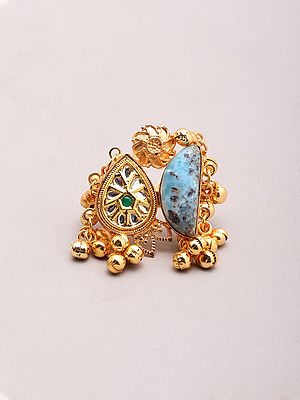 Ethnic Stone Studded Statement Ring with Ghungroo
