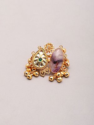 Ethnic Stone Studded Statement Ring with Ghungroo