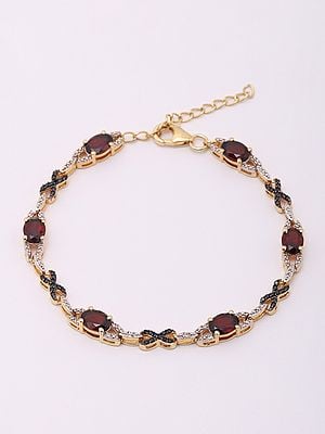 Faceted Garnet and White Topaz Bracelet