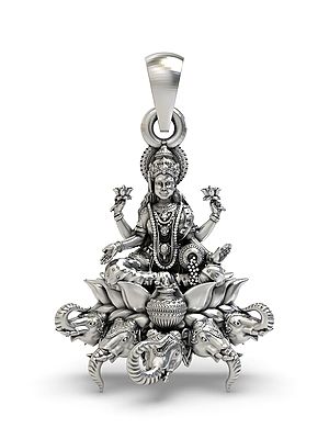 Divine Gajalakshmi Sterling Silver Pendant