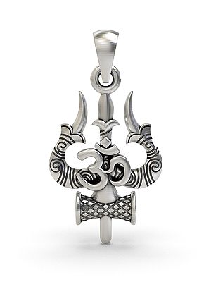 Trishul Om Damru Sterling Silver Pendant