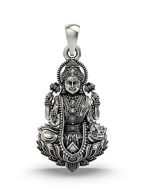 Seated Goddess Lakshmi Sterling Silver Pendant