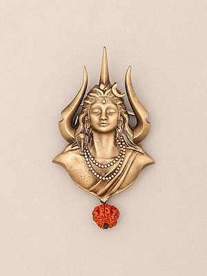 Adiyogi Shiva Bust Trishul Rudraksha Brooch