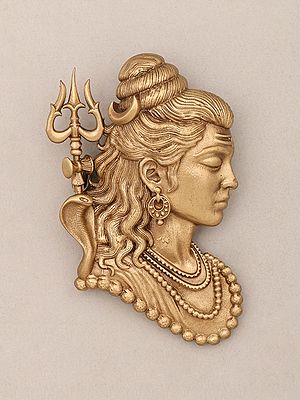 Adiyogi Shiva Bust Trishul Brass Brooch