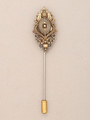 Ornate Third Eye Motif Brass Lapel Stick Pin Brooch