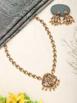 Goddess Lakshmi Traditional Haram Necklace and Earrings Set