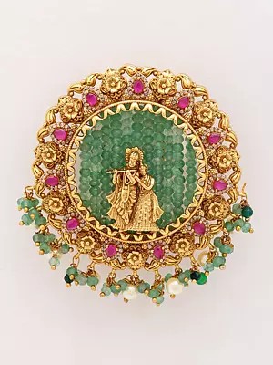 Kundan Stone Studded Flute Radha Krishna Bun Billai (Juda Pin)